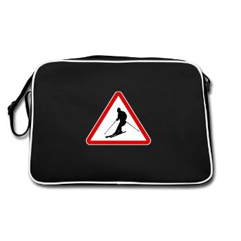 Panneaux de signalisation ski Attention Panneau skieur - Sac Retro - noir/blanc - Dos