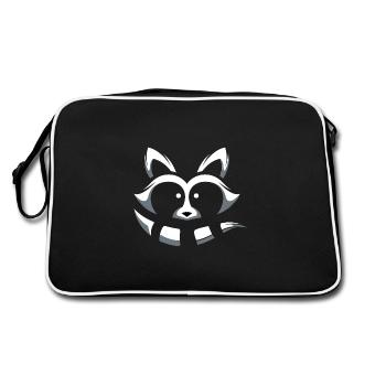 Waschbär im Minimalism-Design - Retro Tasche - Schwarz/Weiß - Hinten