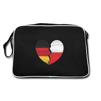 Coeur Pays Drapeau Allemagne Pologne 3D - Sac Retro - noir/blanc - Dos