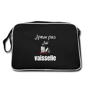je peux pas j'ai vaisselle. Idée cadeau - Sac Retro - noir/blanc - Dos