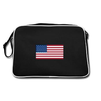 USA Amerika United States Stars and Stripes Flagge - Retro Tasche - Schwarz/Weiß - Hinten