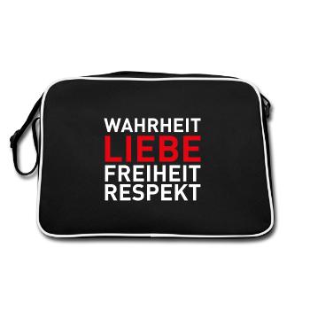 Wahrheit Liebe Freiheit Respekt - Geschenk - Retro Tasche - Schwarz/Weiß - Hinten