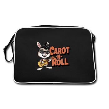 Lapin de dessin animé jouant de la guitare dans des lunettes de soleil - Sac Retro - noir/blanc - Dos