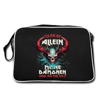 ICH BIN NIE ALLEIN - MEINE DÄMONEN SIND BEI MIR - Retro Tasche - Schwarz/Weiß - Hinten