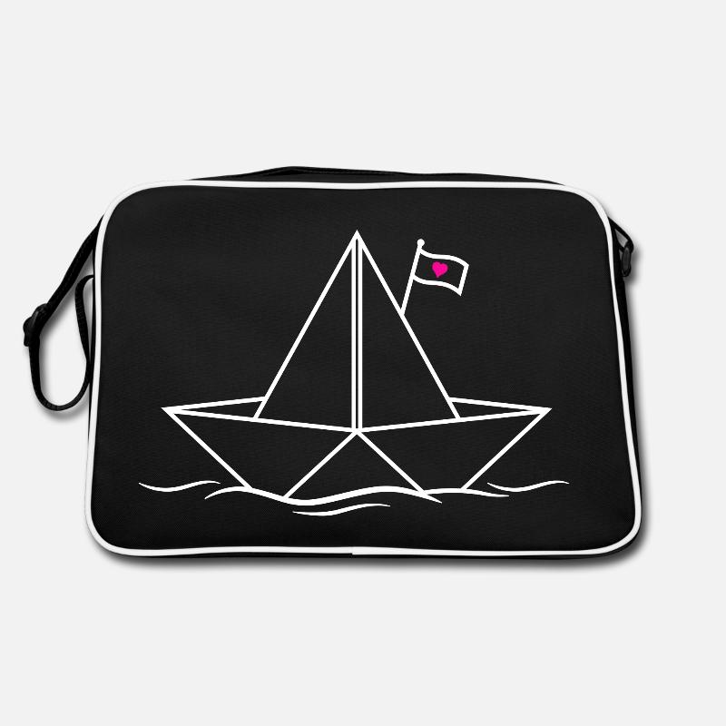 Papierboot Papierschiff Boot Schiff See Ozean Meer - Retro Tasche - Schwarz/Weiß