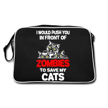 Je t’ai poussé devant des zombies pour sauver mes chats - Sac Retro - noir/blanc - Dos