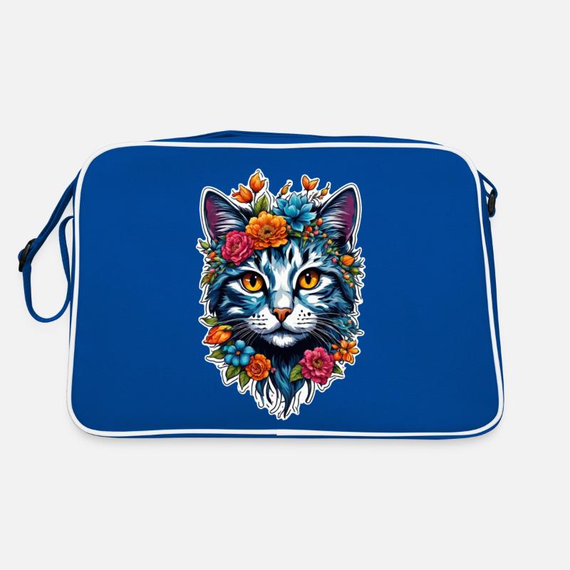 chat et fleur aquarelle Sac Retro