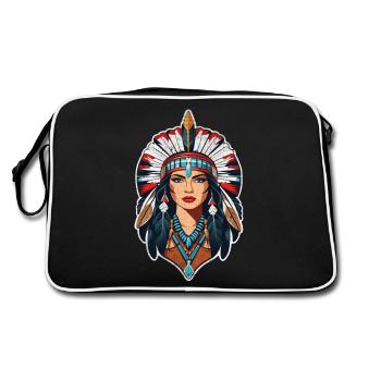 Indianer - Indianer - USA - Retro Tasche - Schwarz/Weiß - Hinten