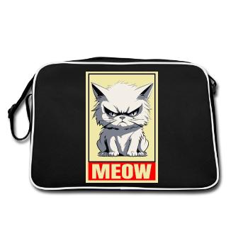 Cat Meow Grumpy Grumpy Grumpy Funny - Retro Bag - black/white - Back