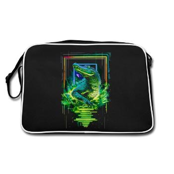 Alligator Crocodile Reptile Predator Neon Colorful Art - Retro Bag - black/white - Back