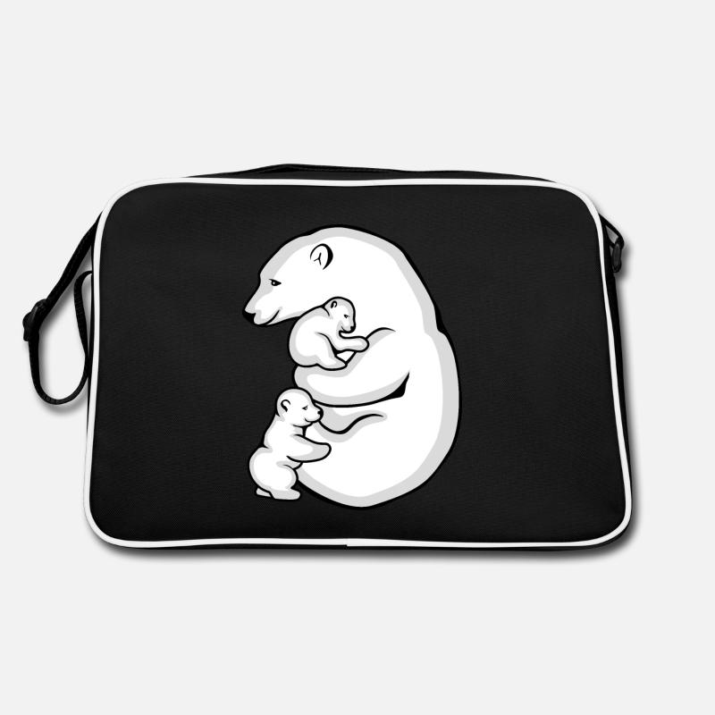Polar bear with her two babies Retro Bag