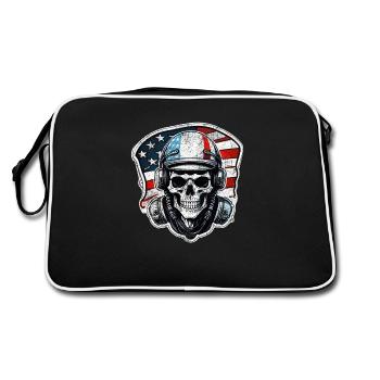 Retro Style Motorcycle - Skull and Skeleton - Retro Bag - black/white - Back
