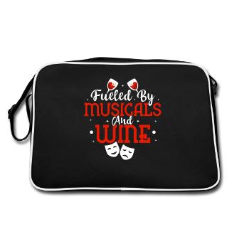 Fueled By Musicals And Wine Singing Theater - Retro Tasche - Schwarz/Weiß - Hinten