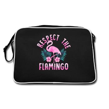 Respect The Flamingo Cute Pink Bird - Retro Bag - black/white - Back