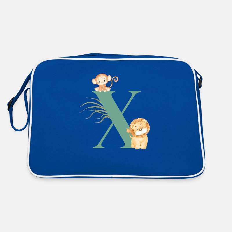 Buchstabe x Grüne Dschungeltiere Retro Tasche
