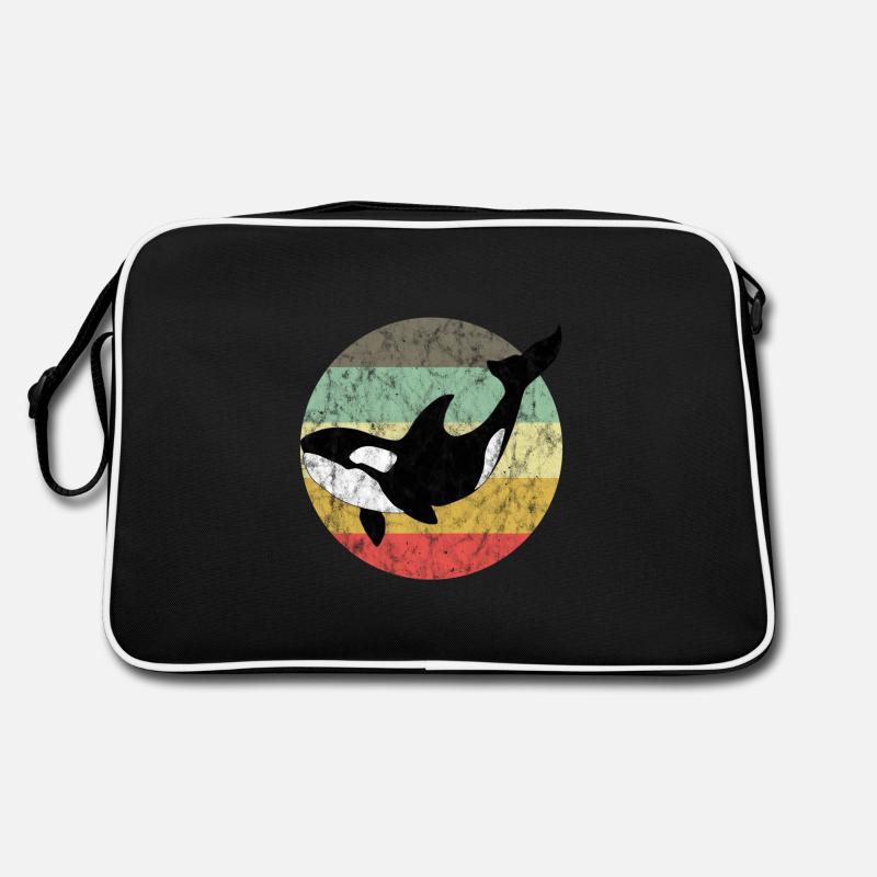Orca Schwertwal Killerwal Geschenk Retro Wal Ozean - Retro Tasche - Schwarz/Weiß