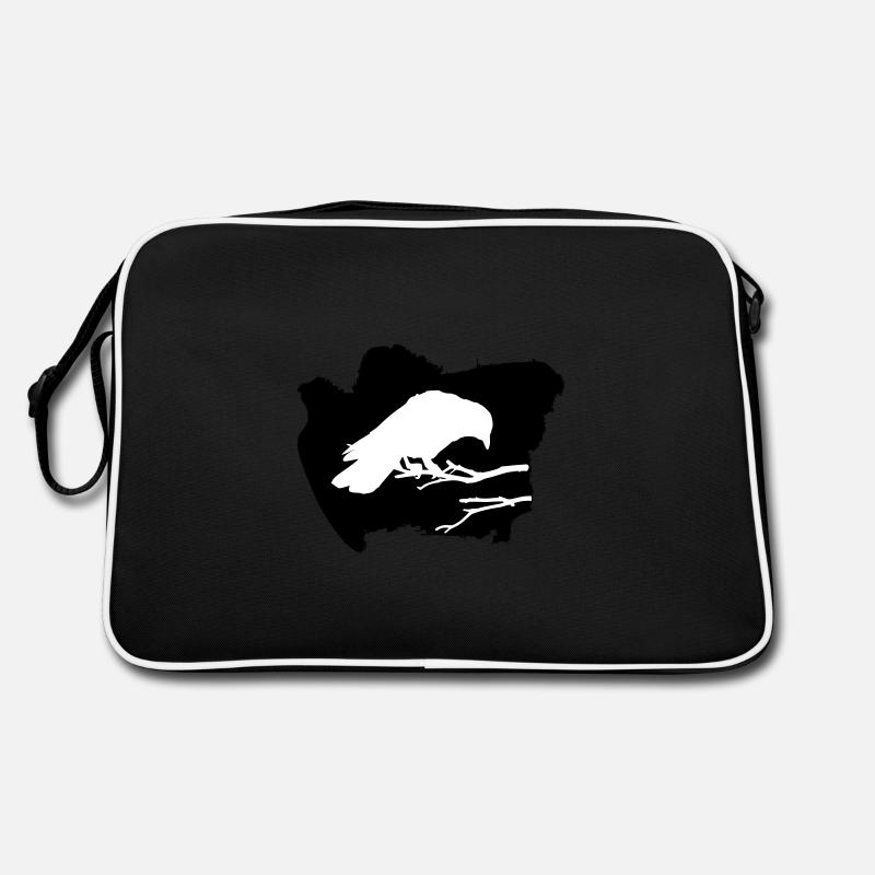 Rabe halloween raven - Retro Tasche - Schwarz/Weiß