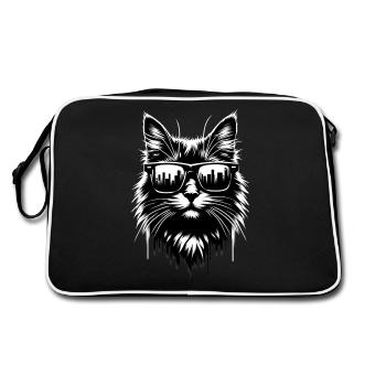 Chat cool | Lunettes de soleil Cat - Sac Retro - noir/blanc - Dos