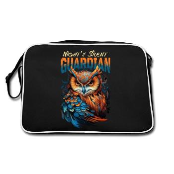 Owl Bird Guardian Night Nature Mystical Colorful Art - Retro Bag - black/white - Back