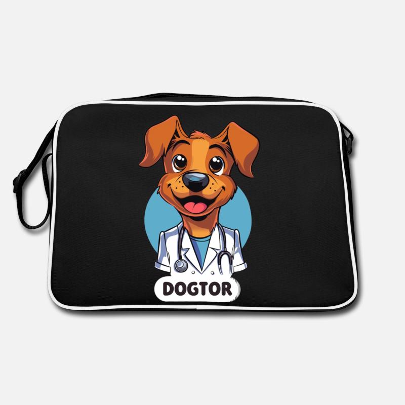 Adorable chiot docteur dans le style dessin animé Sac Retro