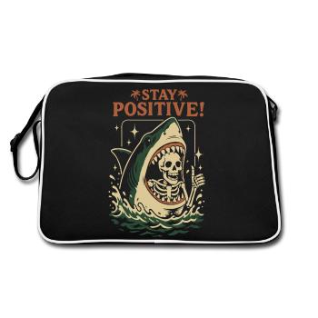 Hai und Skelett bleiben positiv - Retro Tasche - Schwarz/Weiß - Hinten