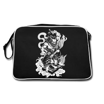 Chemise de tatouage : Démon sur le tourne-disque pour le plein air - Sac Retro - noir/blanc - Dos