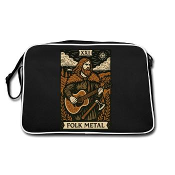 Folk Metal Tarotkarte – Nordic Axe & Acoustic Fury - Retro Tasche - Schwarz/Weiß - Hinten