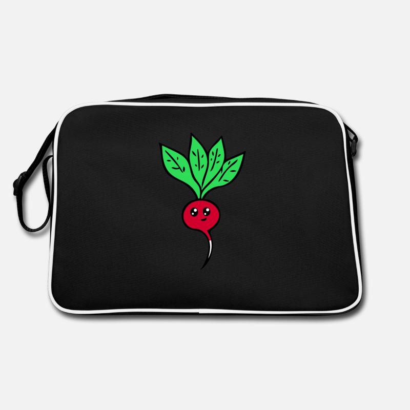 Radieschen - Retro Tasche - Schwarz/Weiß