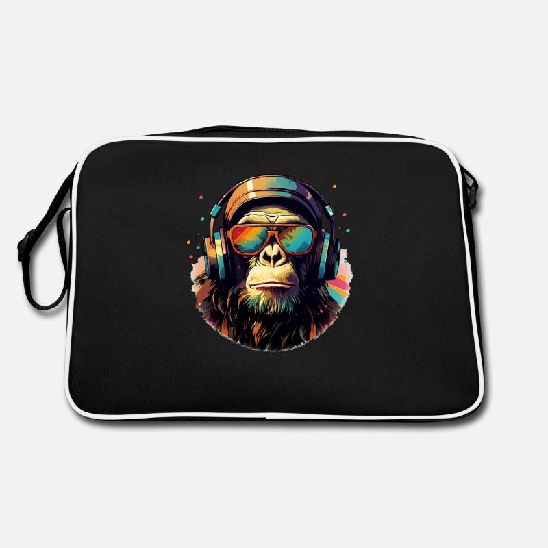 Cool monkey with sunglasses & headset chimpanzee Retro Bag