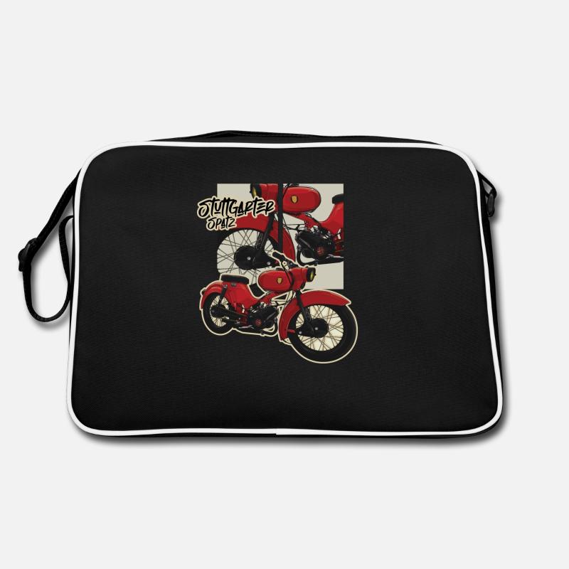 Spatz (rot) // Illustration - Retro Tasche - Schwarz/Weiß