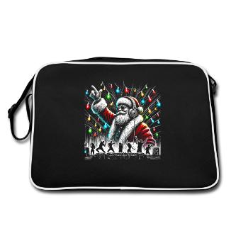 DJ Santa Claus Party Vibes – Fun Christmas Design - Retro Bag - black/white - Back