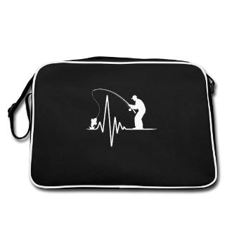 Angler heartbeat – life for fishing - Retro Bag - black/white - Back