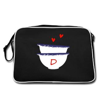 Bretonische Schalen mit Buchstabe D - Retro Tasche - Schwarz/Weiß - Hinten