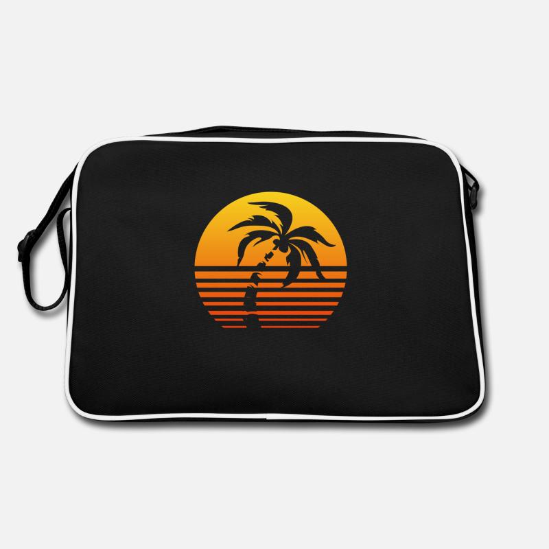 Palm Sunset - Retro Tasche - Schwarz/Weiß