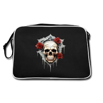Dark Gothic Skull Roses Floral Art Graphic Fashion - Retro Bag - black/white - Back