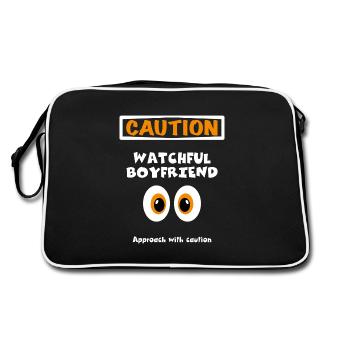 Vorsicht wachsamer Freund, nicht anfassen - Retro Tasche - Schwarz/Weiß - Hinten