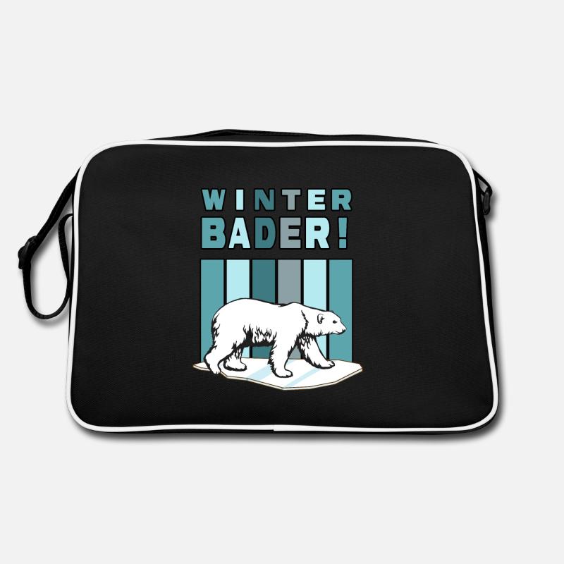Eisbaden Winterbader Eisbär im Eiswasser Retro Tasche
