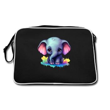 Bébé éléphant cadeau enfants enfants mode coloré - Sac Retro - noir/blanc - Dos