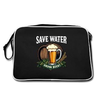 SAVE WATER DRINK BEER - Retro Tasche - Schwarz/Weiß - Hinten