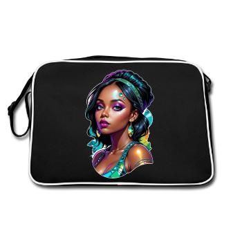 Afro Frau - Schönheit - Retro Tasche - Schwarz/Weiß - Hinten