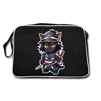 Ninja Cat - Samurai Kitten - Retro Bag - black/white - Back