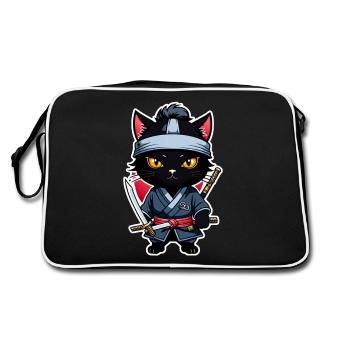 Ninja Cat - Samurai Kitten - Retro Bag - black/white - Back
