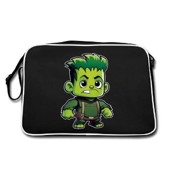 Cute green monster - Retro Bag - black/white - Back