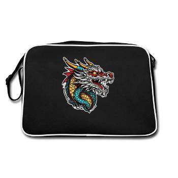 dragon asiatique - japon - chinois - Sac Retro - noir/blanc - Dos