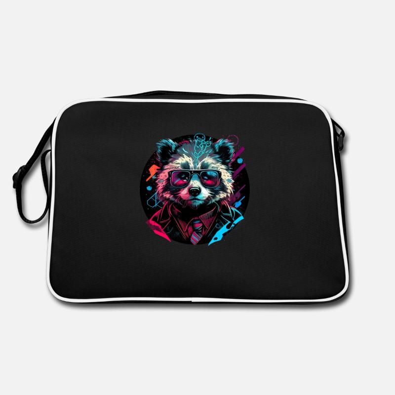 Waschbär Unternehmen - Retro Tasche - Schwarz/Weiß
