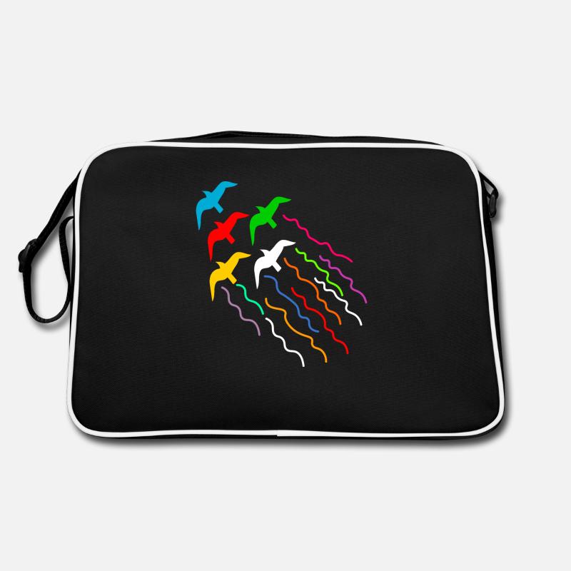 magical flying birds with trail - Retro Bag - black/white