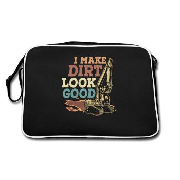 I Make Dirt Look Good Excavator - Retro Tasche - Schwarz/Weiß - Hinten