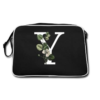 lettre y botanique vert - Sac Retro - noir/blanc - Dos