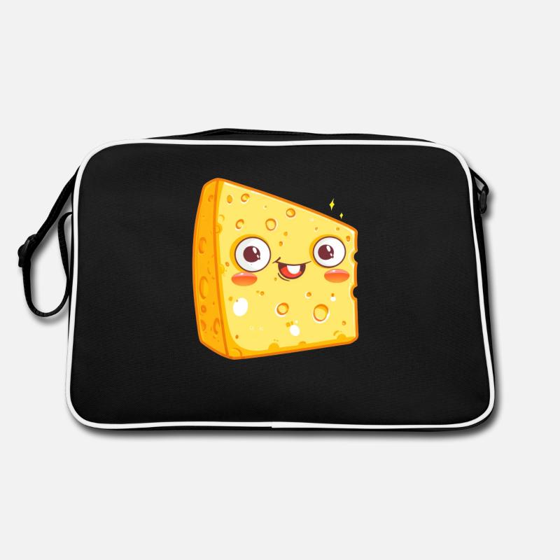 Morceau de fromage kawaii avec visage souriant Sac Retro