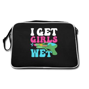 I Get Girls Wet Squirt Gun Summer Water Fun - Retro Bag - black/white - Back